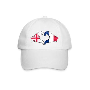 Georgien Frankreich Flagge Hände Herzform used - Baseballkappe - Weiß/Weiß - Vorne