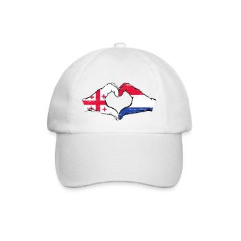 Drapeau Géorgie Hollande mains forme de coeur utilisé - Casquette classique - blanc/blanc - Devant
