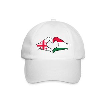Georgia Hungary Flag Hands Heart Shape - Baseball Cap - white/white - Front