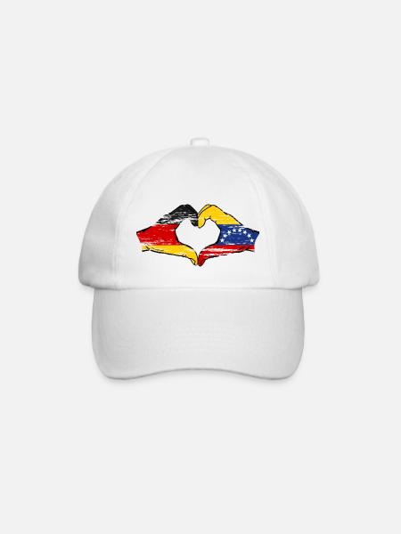 Deutschland Venezuela Flagge Hände Herzform used - Baseballkappe - Weiß/Weiß