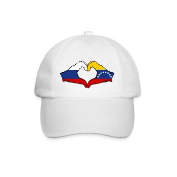 Russia Venezuela Flag Hands Heart Shape - Baseball Cap - white/white - Front