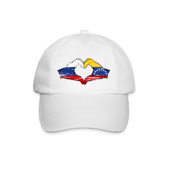 Russia Venezuela Flag Hands Heart Shape used - Baseball Cap - white/white - Front