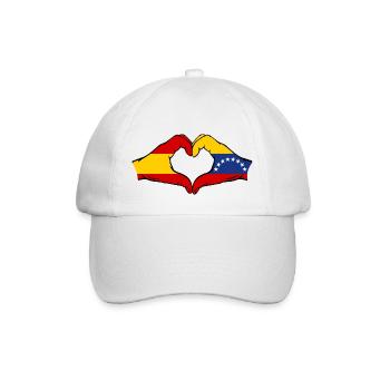 Spain Venezuela Flag Hands Heart Shape - Baseball Cap - white/white - Front