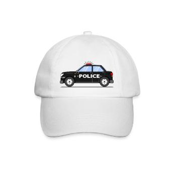 Police car in black Police - Baseball Cap - white/white - Front