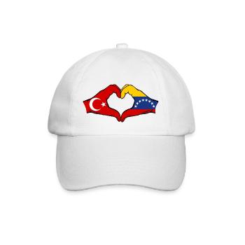Türkiye Venezuela Flag Hands Heart Shape - Baseball Cap - white/white - Front