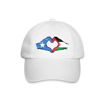 Somalia Palestine Flag Hands Heart Shape Used - Baseball Cap - white/white - Front