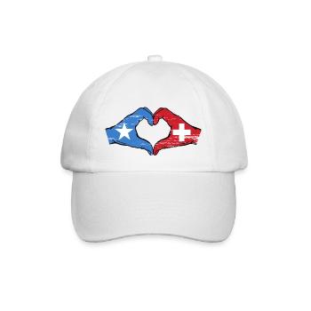 Somalia Switzerland Flag Hands Heart Shape Used - Baseball Cap - white/white - Front