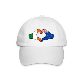 Irland Neuseeland Flagge Hände Herzform - Baseballkappe - Weiß/Weiß - Vorne