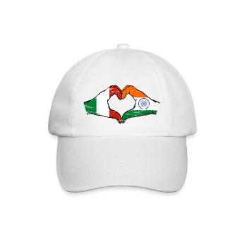 Italy India Flag Hands Heart Shape Used - Baseball Cap - white/white - Front