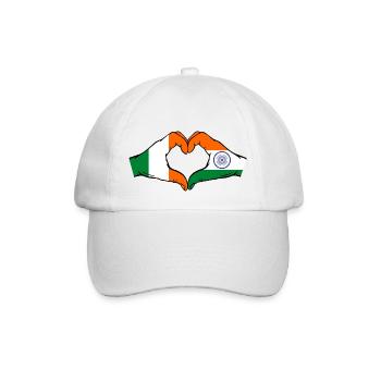 Irland Indien Flagge Hände Herzform - Baseballkappe - Weiß/Weiß - Vorne