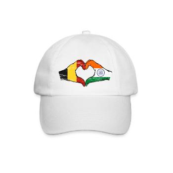 Belgium India flag hands heart shape used - Baseball Cap - white/white - Front