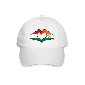 Hungary India Flag Hands Heart Shape - Baseball Cap - white/white - Front