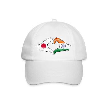 Japan India Flag Hands Heart Shape Used - Baseball Cap - white/white - Front