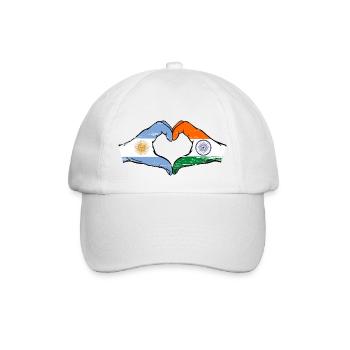 Argentina India flag hands heart shape used - Baseball Cap - white/white - Front