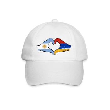 Argentina Armenia Flag Hands Heart Shape Used - Baseball Cap - white/white - Front
