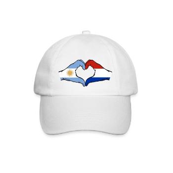 Argentina Holland Flag Hands Heart Shape - Baseball Cap - white/white - Front