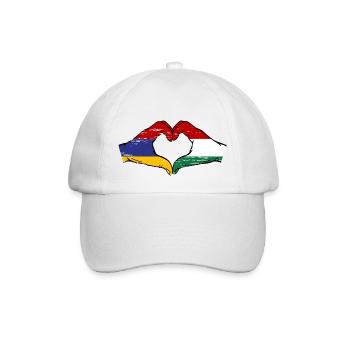 Armenia Hungary Flag Hands Heart Shape Used - Baseball Cap - white/white - Front