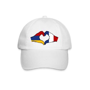 Armenia France Flag Hands Heart Shape - Baseball Cap - white/white - Front