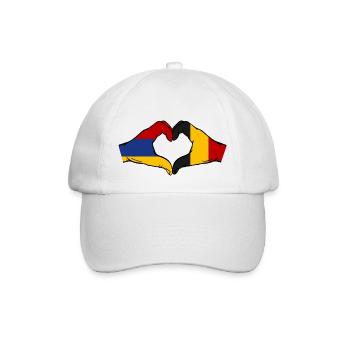 Armenien Belgien Flagge Hände Herzform - Baseballkappe - Weiß/Weiß - Vorne