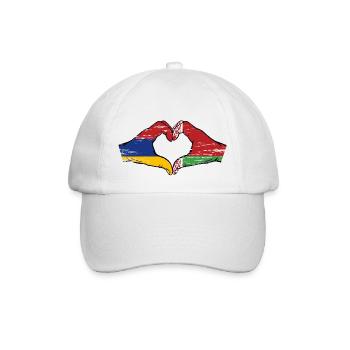 Armenien Belarus Flagge Hände Herzform used - Baseballkappe - Weiß/Weiß - Vorne