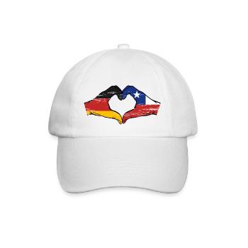 Deutschland Chile Flagge Hände Herzform used - Baseballkappe - Weiß/Weiß - Vorne