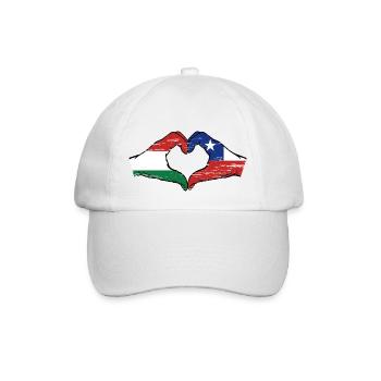 Hungary Chile Flag Hands Heart Shape Used - Baseball Cap - white/white - Front
