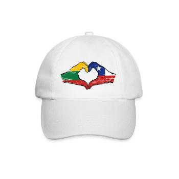 Lithuania Chile flag hands heart shape used - Baseball Cap - white/white - Front