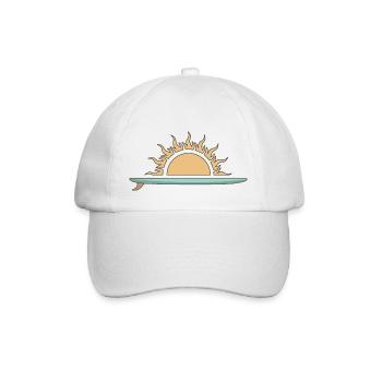 Surfboard mit Sonnenuntergang - Baseballkappe - Weiß/Weiß - Vorne