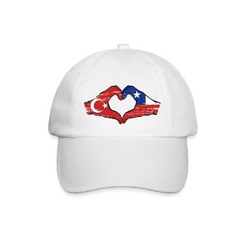 Turkey Chile Flag Hands Heart Shape Used - Baseball Cap - white/white - Front