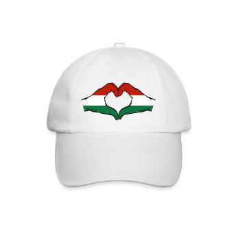 Drapeau de la Hongrie Mains Forme Coeur - Casquette classique - blanc/blanc - Devant