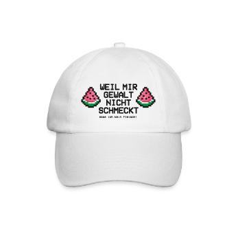 Weil mir Gewalt nicht schmeckt Wassermelone Pixel - Baseballkappe - Weiß/Weiß - Vorne