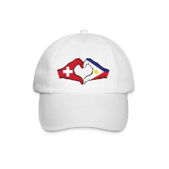 Schweiz Philippinen Flagge Hände Herzform - Baseballkappe - Weiß/Weiß - Vorne