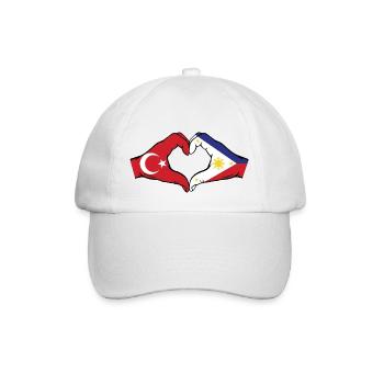 Türkei Philippinen Flagge Hände Herzform - Baseballkappe - Weiß/Weiß - Vorne