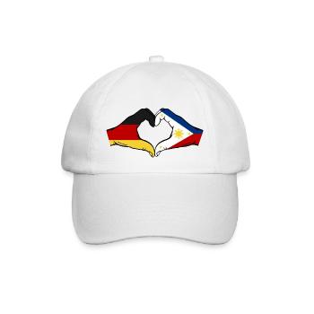 Deutschland Philippinen Flagge Hände Herzform - Baseballkappe - Weiß/Weiß - Vorne