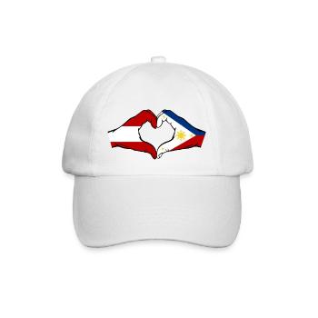 Österreich Philippinen Flagge Hände Herzform - Baseballkappe - Weiß/Weiß - Vorne
