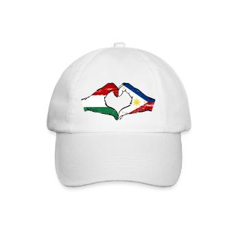 Hungary Philippines Flag Hands Heart Shape Used - Baseball Cap - white/white - Front