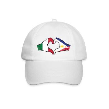 Italy Philippines Flag Hands Heart Shape Used - Baseball Cap - white/white - Front