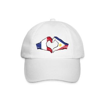 France Philippines Flag Hands Heart Shape Used - Baseball Cap - white/white - Front