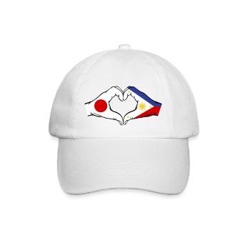 Japan Philippinen Flagge Hände Herzform - Baseballkappe - Weiß/Weiß - Vorne