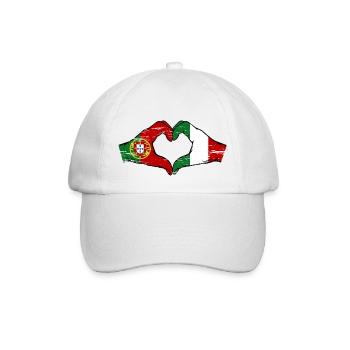 Portugal Italy Flag Hands Heart Shape Used - Baseball Cap - white/white - Front