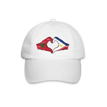 Marokko Philippinien Flagge Hände Herzform used - Baseballkappe - Weiß/Weiß - Vorne