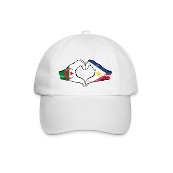 Algerien Philippinien Flagge Hände Herzform used - Baseballkappe - Weiß/Weiß - Vorne