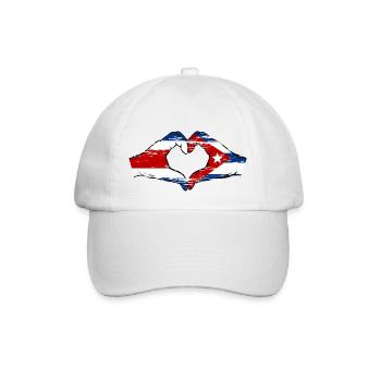 Costa Rica Cuba Flag Hands Heart Shape Used - Baseball Cap - white/white - Front