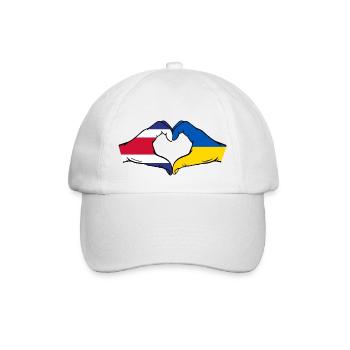 Costa Rica Ukraine Flag Hands Heart Shape - Baseball Cap - white/white - Front