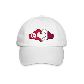 Tunisie Qatar drapeau mains forme coeur - Casquette classique - blanc/blanc - Devant