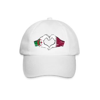 Algerien Katar Flagge Hände Herzform used - Baseballkappe - Weiß/Weiß - Vorne