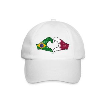 Brazil Qatar flag hands heart shape used - Baseball Cap - white/white - Front