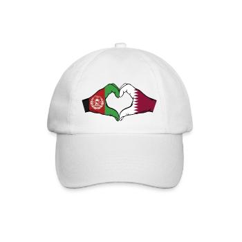 Afghanistan Qatar Flag Hands Heart Shape - Baseball Cap - white/white - Front