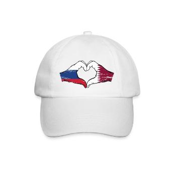 Drapeau de la Russie Qatar mains forme de coeur utilisé - Casquette classique - blanc/blanc - Devant
