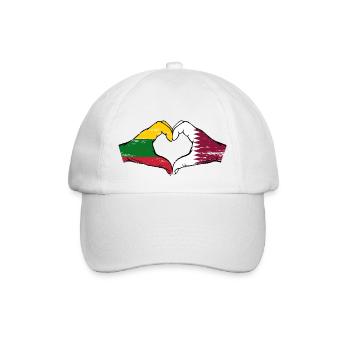 Litauen Katar Flagge Hände Herzform used - Baseballkappe - Weiß/Weiß - Vorne